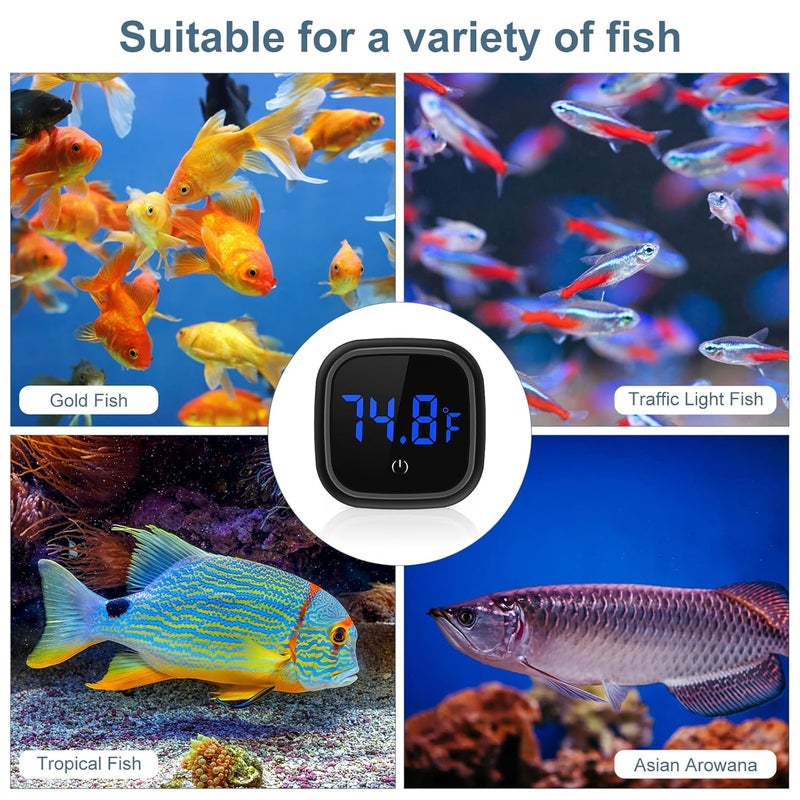 Ankilo Upgraded Aquarium Thermometer, 2 Pack Digital Fish Tank Thermometer, Large LED HD Display ±0.1°F, Fahrenheit Tank Temperature Measurement for Fish, Axolotl (Black) - Image 3
